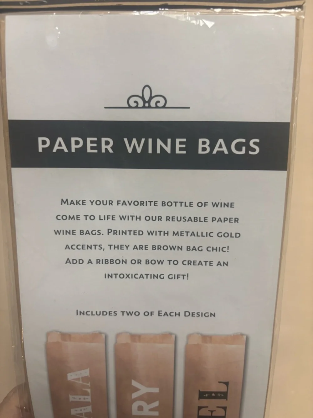 NEW Paper Wine Bags Holiday Party Assorted 6 Pack FALALA, MERRY, NOEL 5 x 16.5”